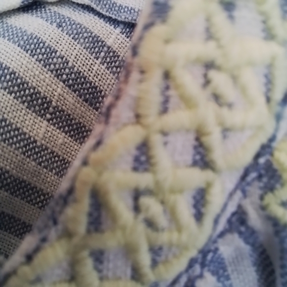 Spartina 449 Carlen Tunic Carolina Blue Stripe Yellow Embroidery & Tassel - M - Picture 14 of 16